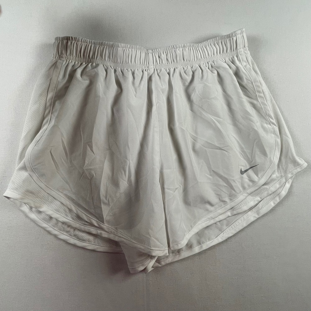 Nike Dri-FIT Tempo Running‎ Shorts Womens Large White Mesh Athletic Workout 3in